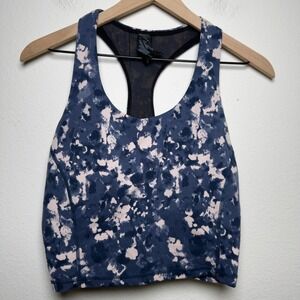 Sweaty Betty Power Workout Crop Tank Top Blue Pink Camo Mesh Racerback Medium